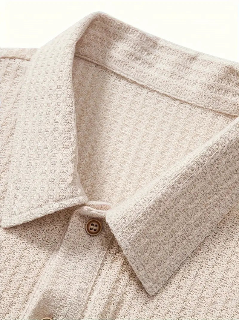 Men's Solid Textured Short Sleeve Polo Shirt