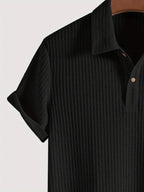 Men's Solid Textured Short Sleeve Polo Shirt