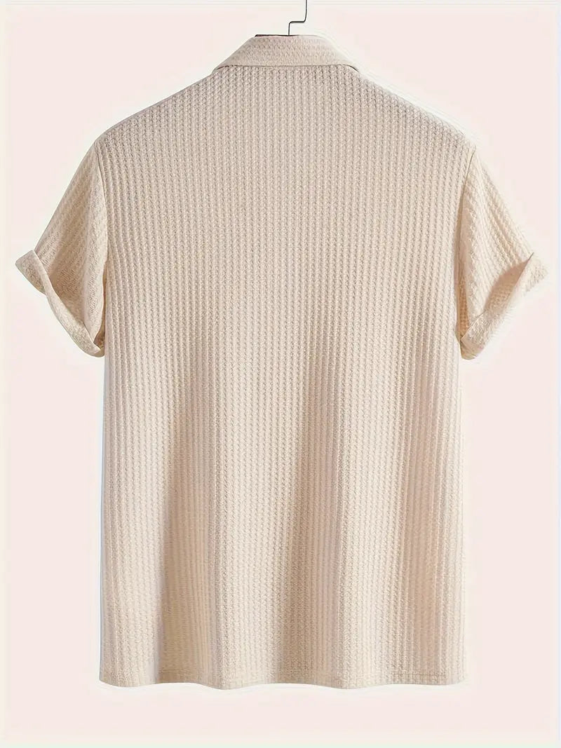 Men's Solid Textured Short Sleeve Polo Shirt