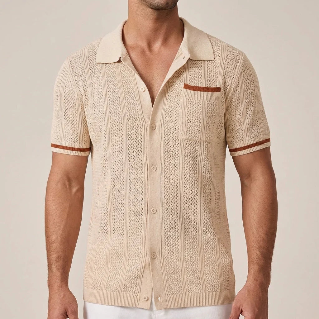 Men's Striped Trim Short Sleeve Polo Shirt