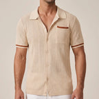 Men's Striped Trim Short Sleeve Polo Shirt