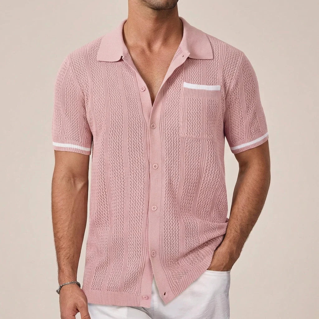 Men's Striped Trim Short Sleeve Polo Shirt