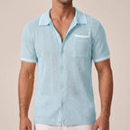 Men's Striped Trim Short Sleeve Polo Shirt