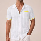 Men's Striped Trim Short Sleeve Polo Shirt
