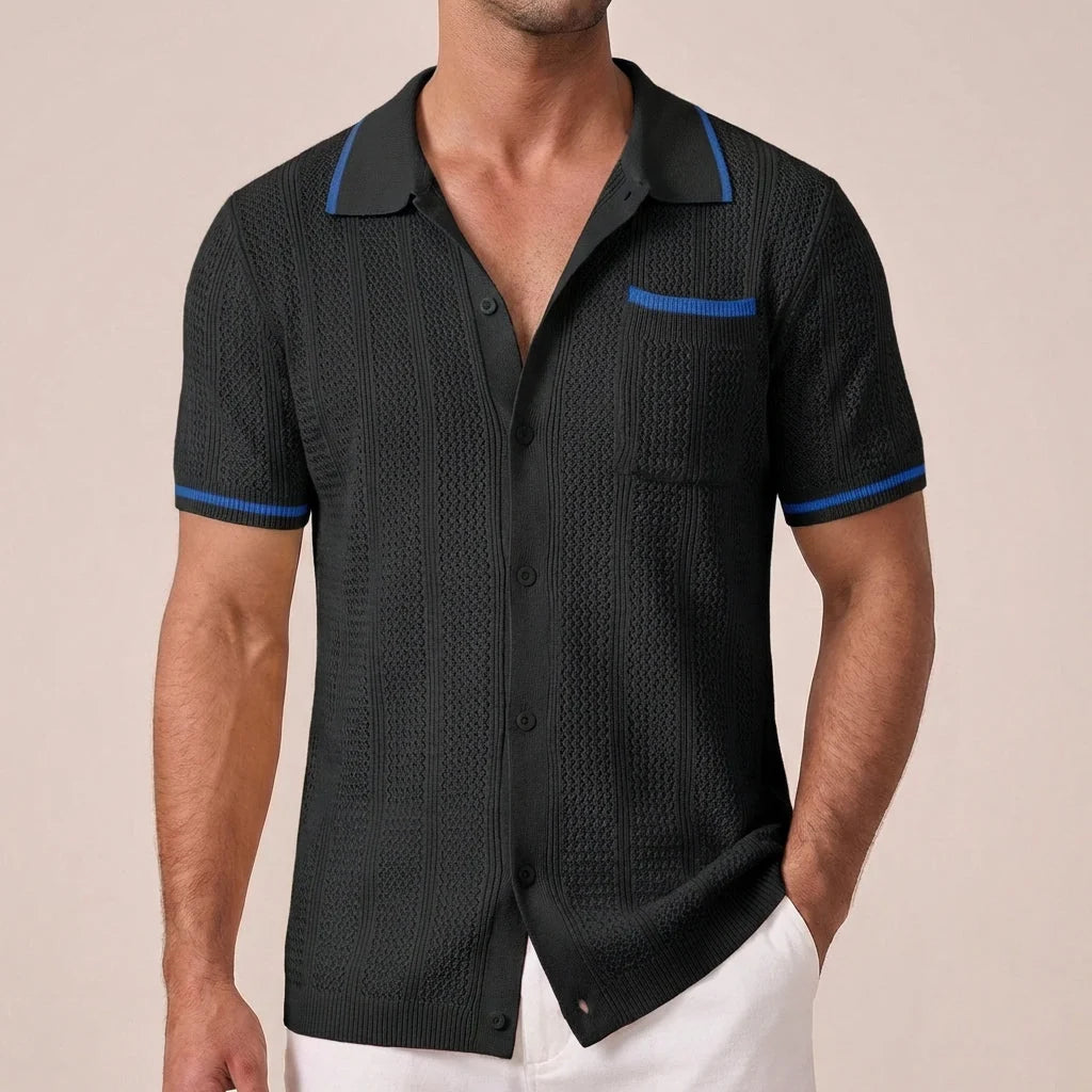 Men's Striped Trim Short Sleeve Polo Shirt