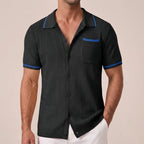 Men's Striped Trim Short Sleeve Polo Shirt