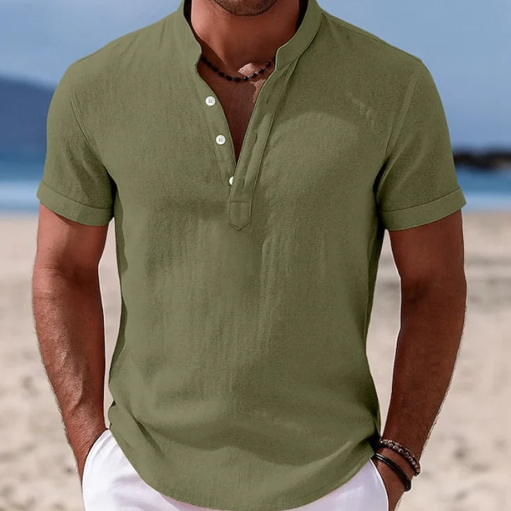 Men's Summer Button-Up Short Sleeve Shirt