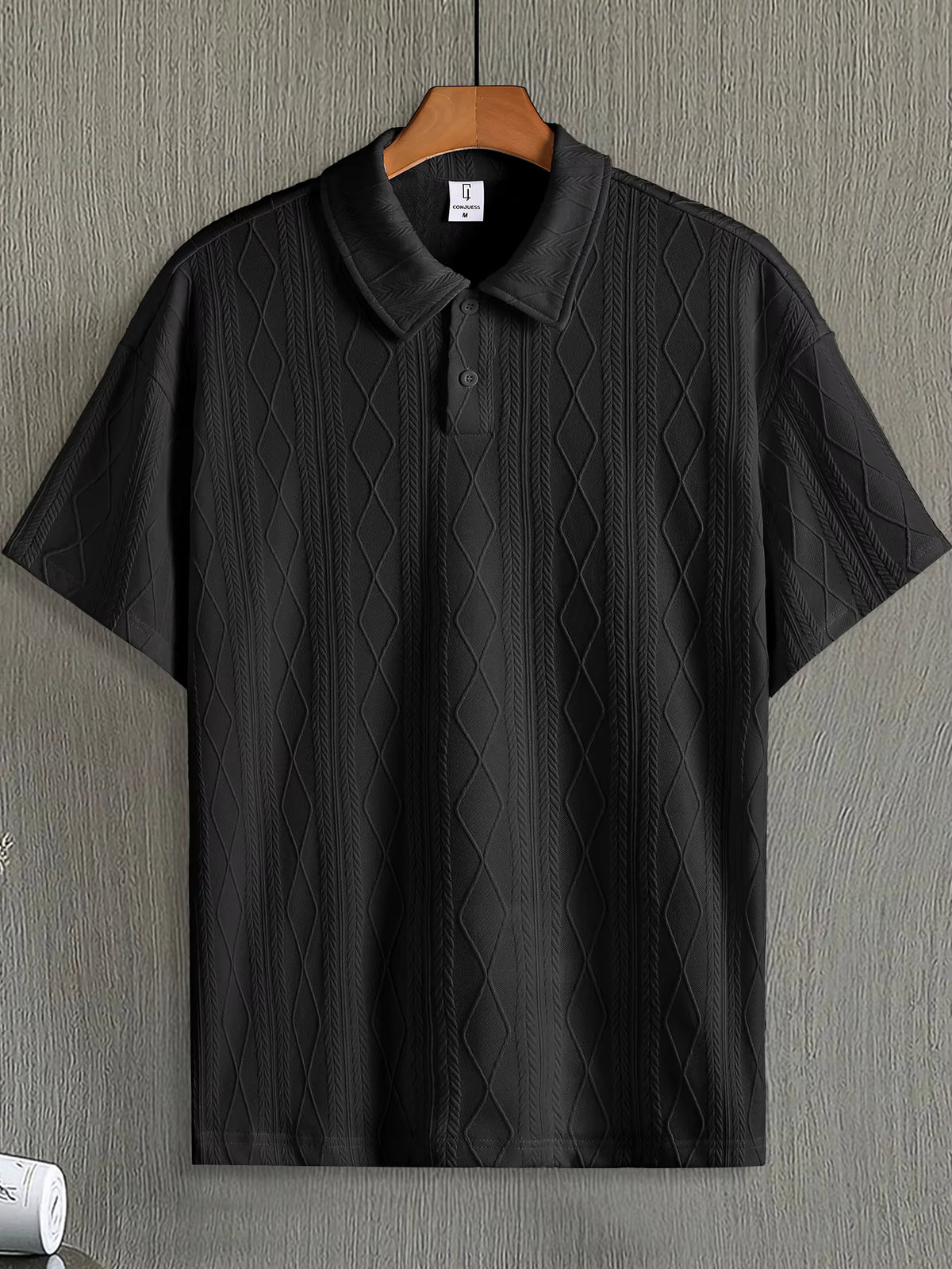 Men's Summer Casual Argyle Short Sleeve Polo Shirt