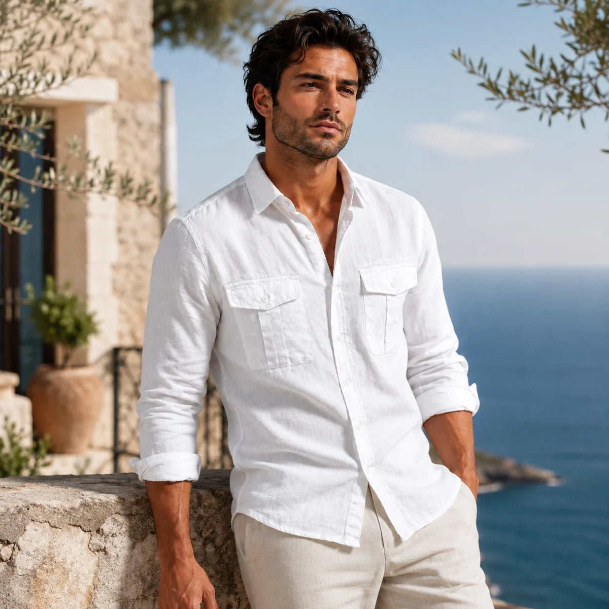 Men's Summer Casual Cotton Linen Shirt