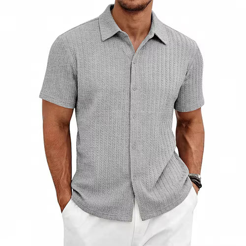 Men's Summer Casual Jacquard Short Sleeve Shirt