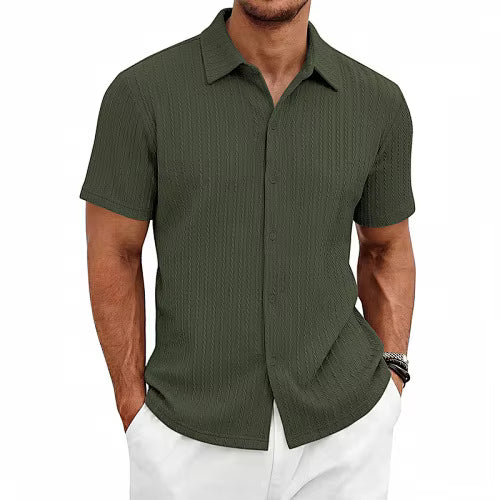 Men's Summer Casual Jacquard Short Sleeve Shirt