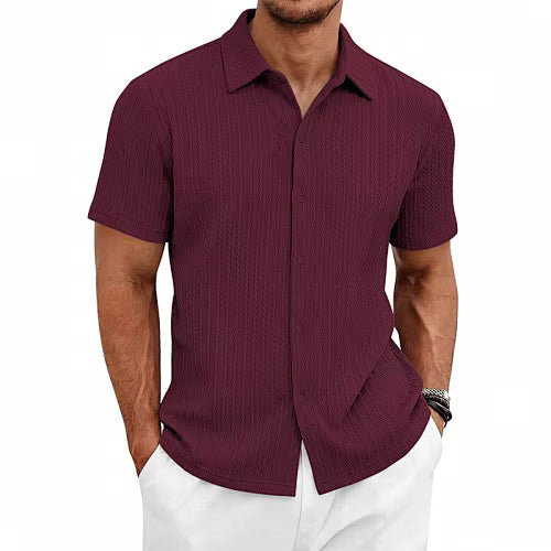 Men's Summer Casual Jacquard Short Sleeve Shirt