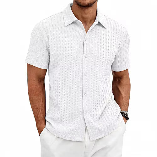 Men's Summer Casual Jacquard Short Sleeve Shirt