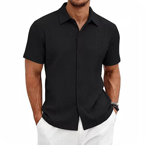 Men's Summer Casual Jacquard Short Sleeve Shirt