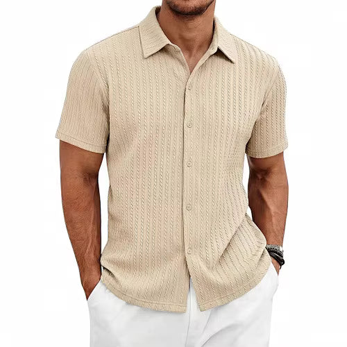 Men's Summer Casual Jacquard Short Sleeve Shirt