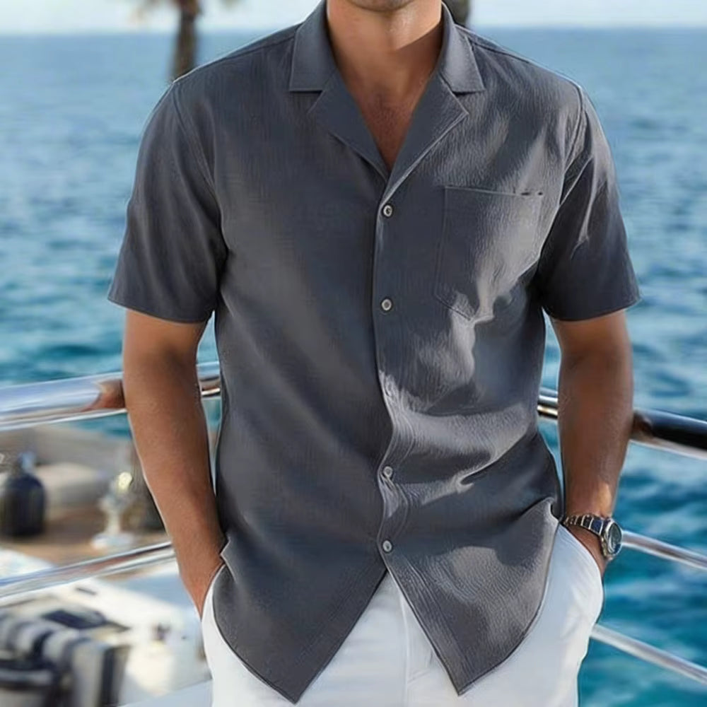 Men's Summer Casual Lapel Collar Short Sleeve Shirt