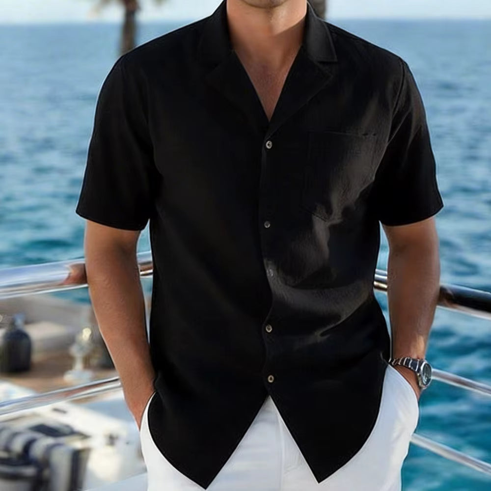 Men's Summer Casual Lapel Collar Short Sleeve Shirt