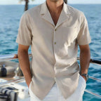 Men's Summer Casual Lapel Collar Short Sleeve Shirt