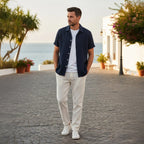 Men's Summer Casual Linen Shirt and Trousers Set