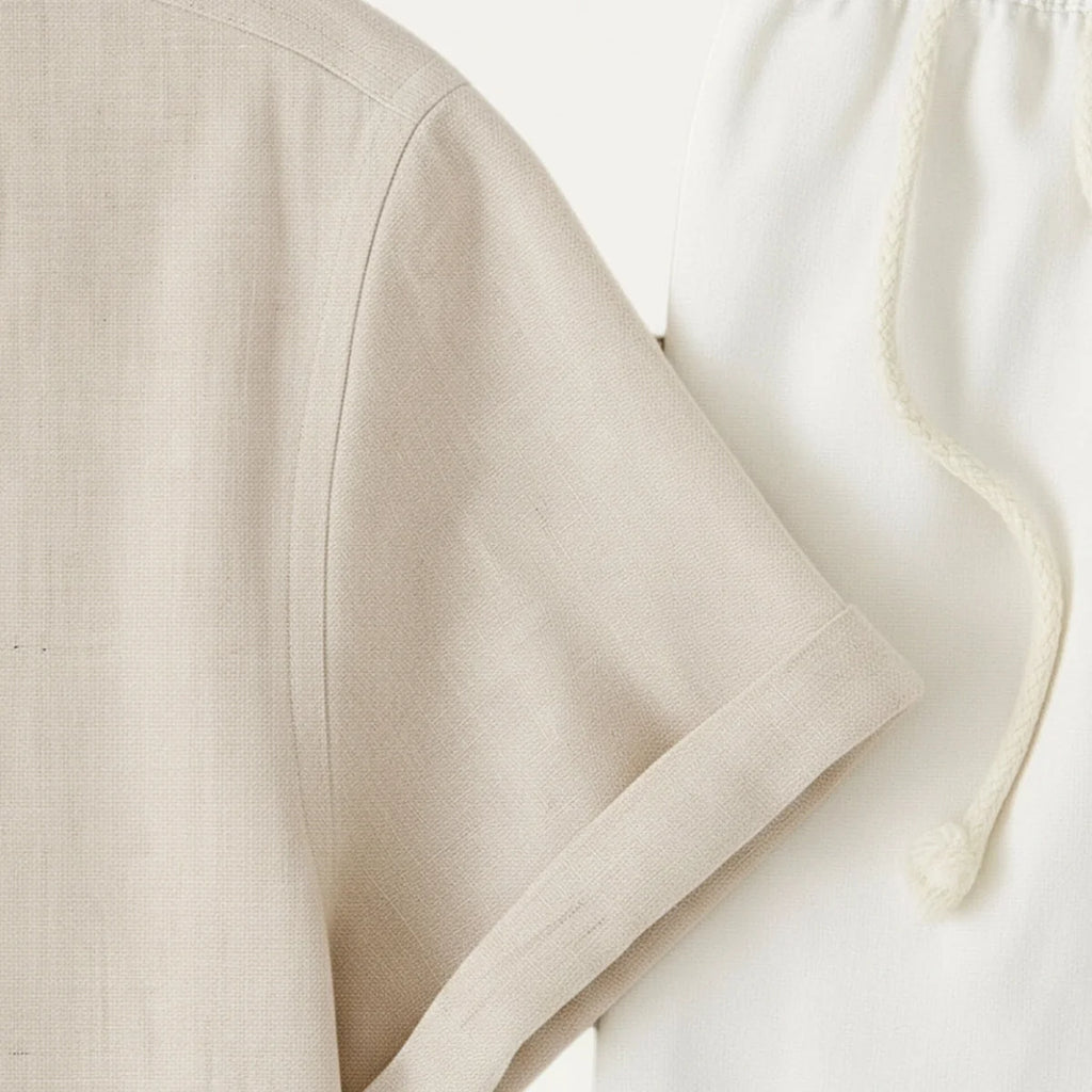 Men's Summer Casual Linen Shirt and Trousers Set