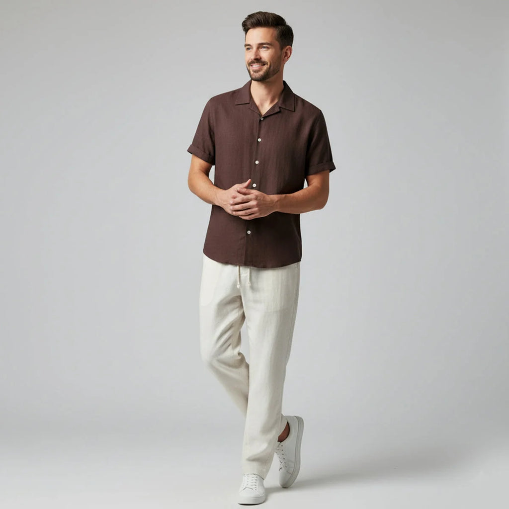 Men's Summer Casual Linen Shirt and Trousers Set