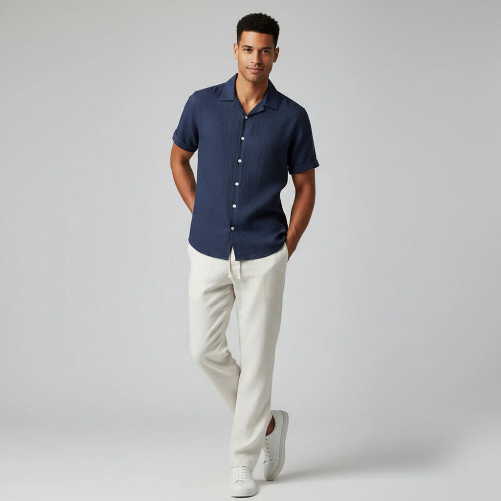 Men's Summer Casual Linen Shirt and Trousers Set