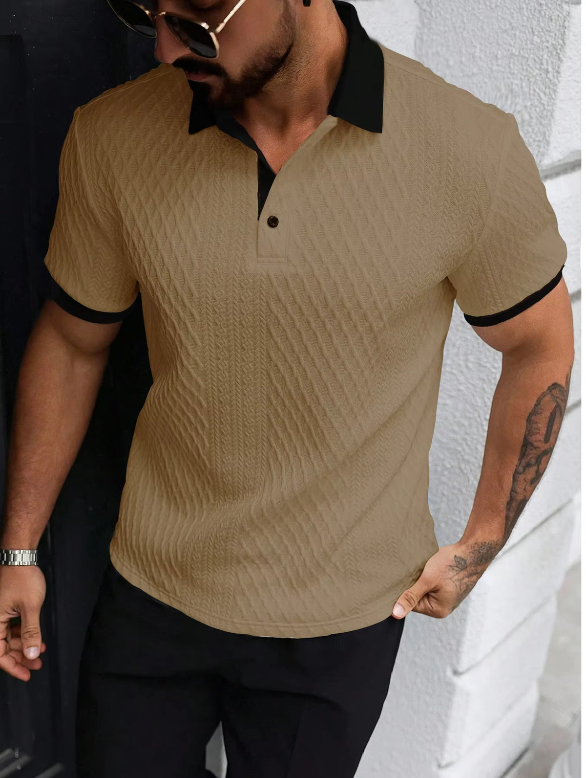 Men's Summer Casual Print Short Sleeve Polo Shirt