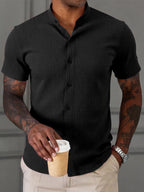 Men's Summer Casual Stand Collar Short Sleeve Shirt