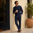 Men's Tailored Smart Slim Fit Pleated Trousers
