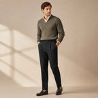 Men's Tailored Smart Slim Fit Pleated Trousers