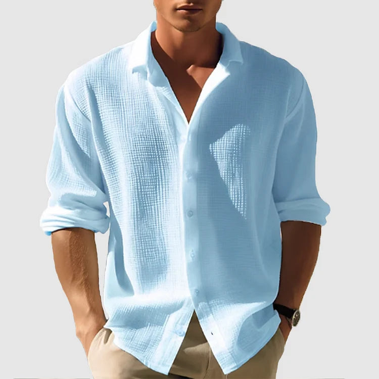 Men's Textured Long Sleeve Button Down Shirt