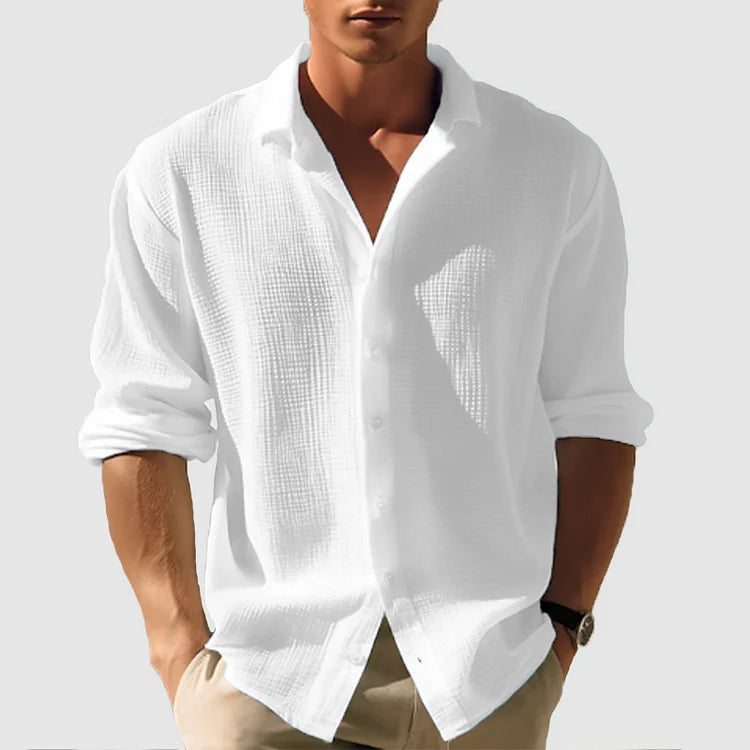 Men's Textured Long Sleeve Button Down Shirt
