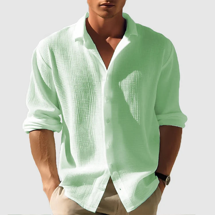 Men's Textured Long Sleeve Button Down Shirt