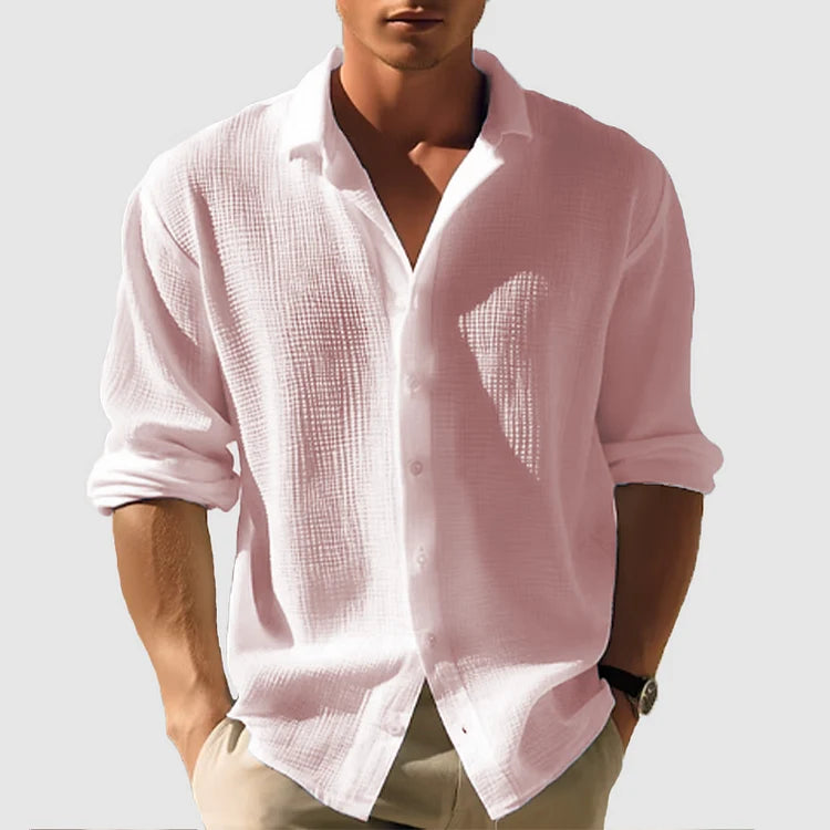 Men's Textured Long Sleeve Button Down Shirt