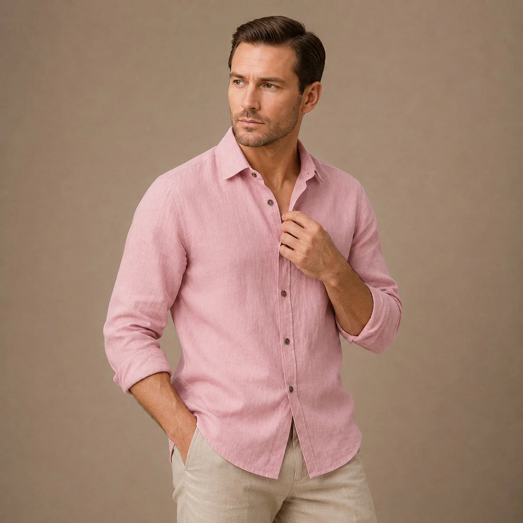 Men's Vintage Long-Sleeve Cotton Shirt
