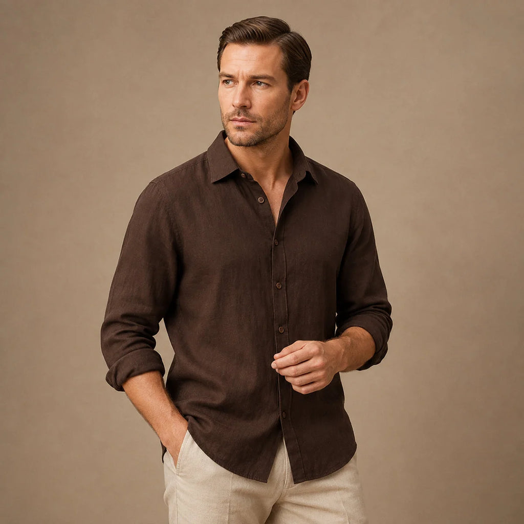 Men's Vintage Long-Sleeve Cotton Shirt