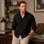 Men's Vintage Long-Sleeve Cotton Shirt