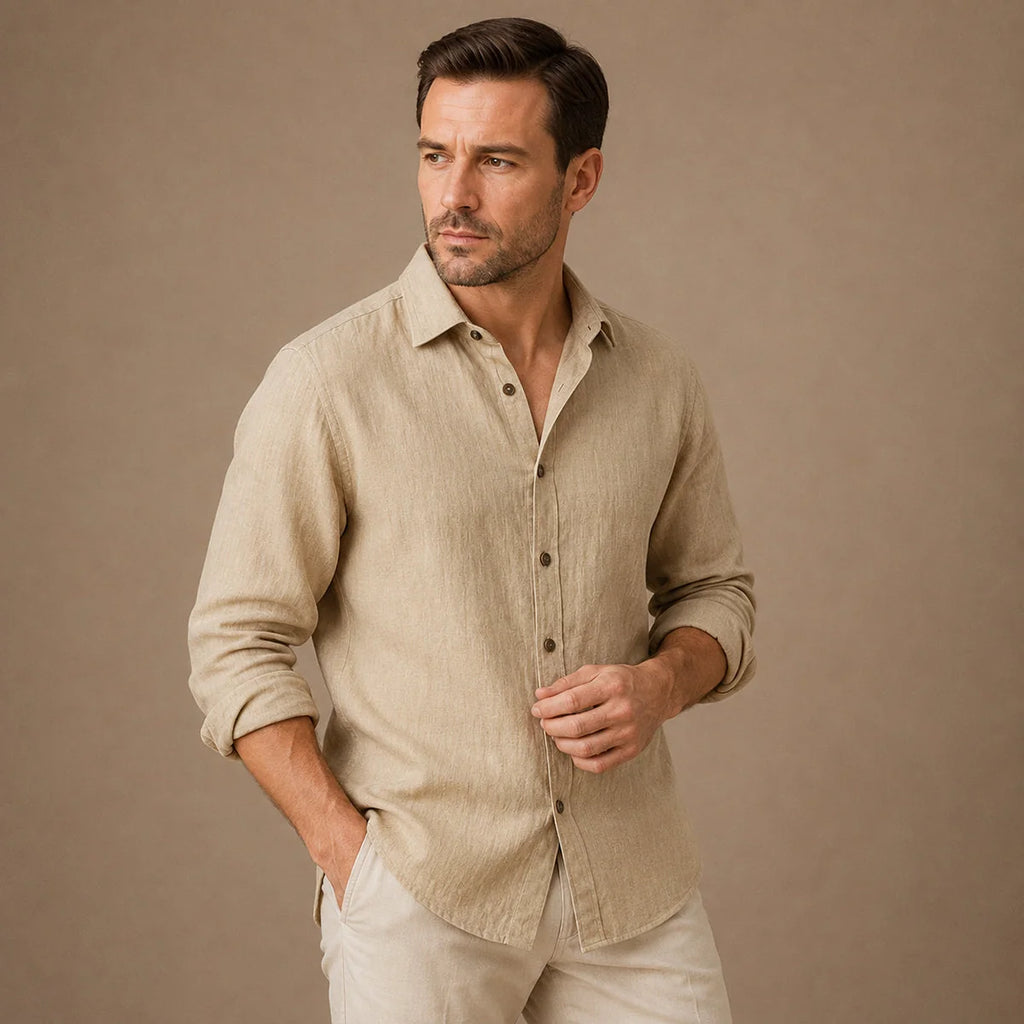 Men's Vintage Long-Sleeve Cotton Shirt