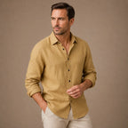 Men's Vintage Long-Sleeve Cotton Shirt