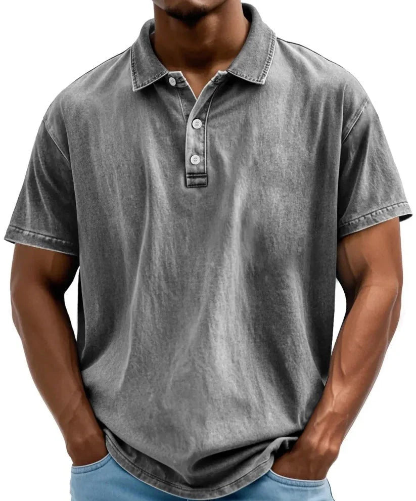 Men's Vintage Washed Short Sleeve Polo Shirt