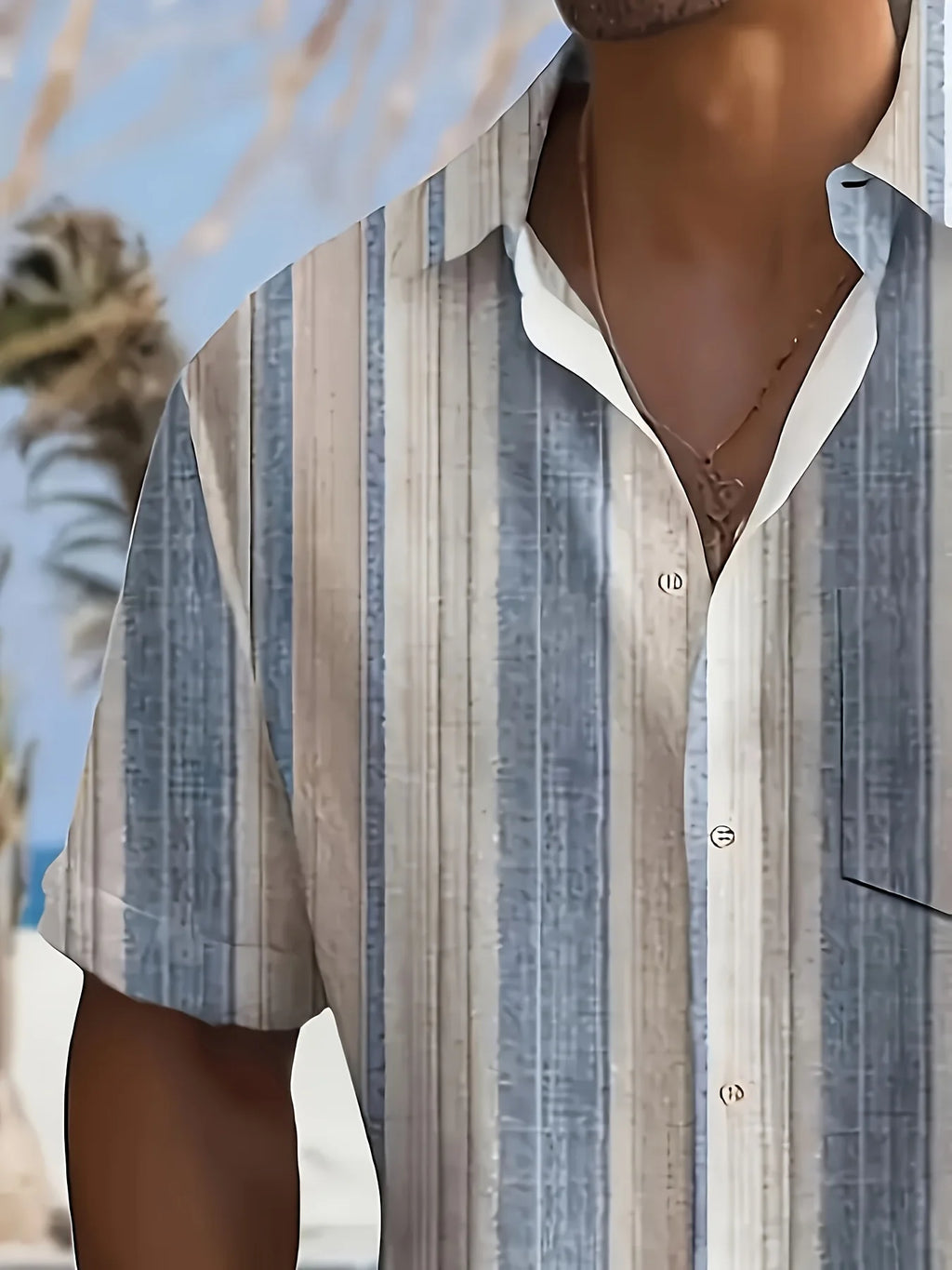 Relaxed Striped Short-Sleeve Shirt for Men
