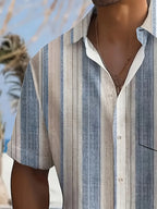 Relaxed Striped Short-Sleeve Shirt for Men
