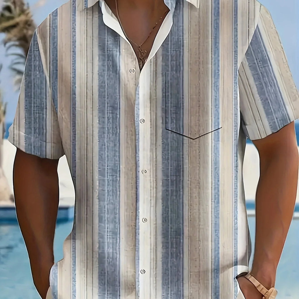 Relaxed Striped Short-Sleeve Shirt for Men