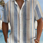 Relaxed Striped Short-Sleeve Shirt for Men