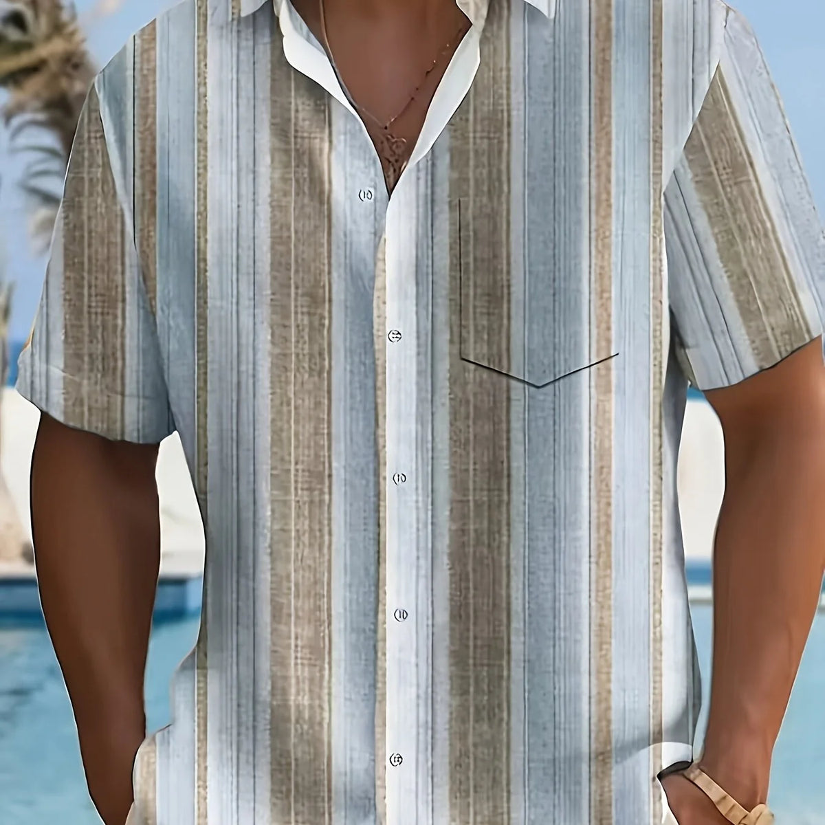Relaxed Striped Short-Sleeve Shirt for Men