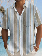 Relaxed Striped Short-Sleeve Shirt for Men