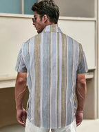 Relaxed Striped Short-Sleeve Shirt for Men