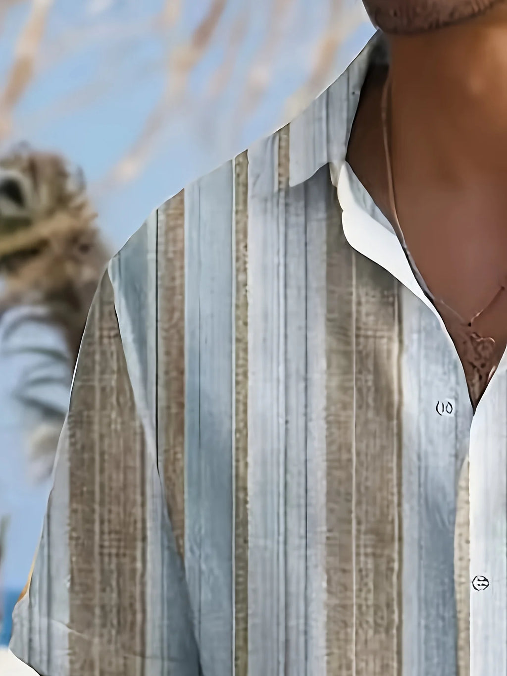 Relaxed Striped Short-Sleeve Shirt for Men