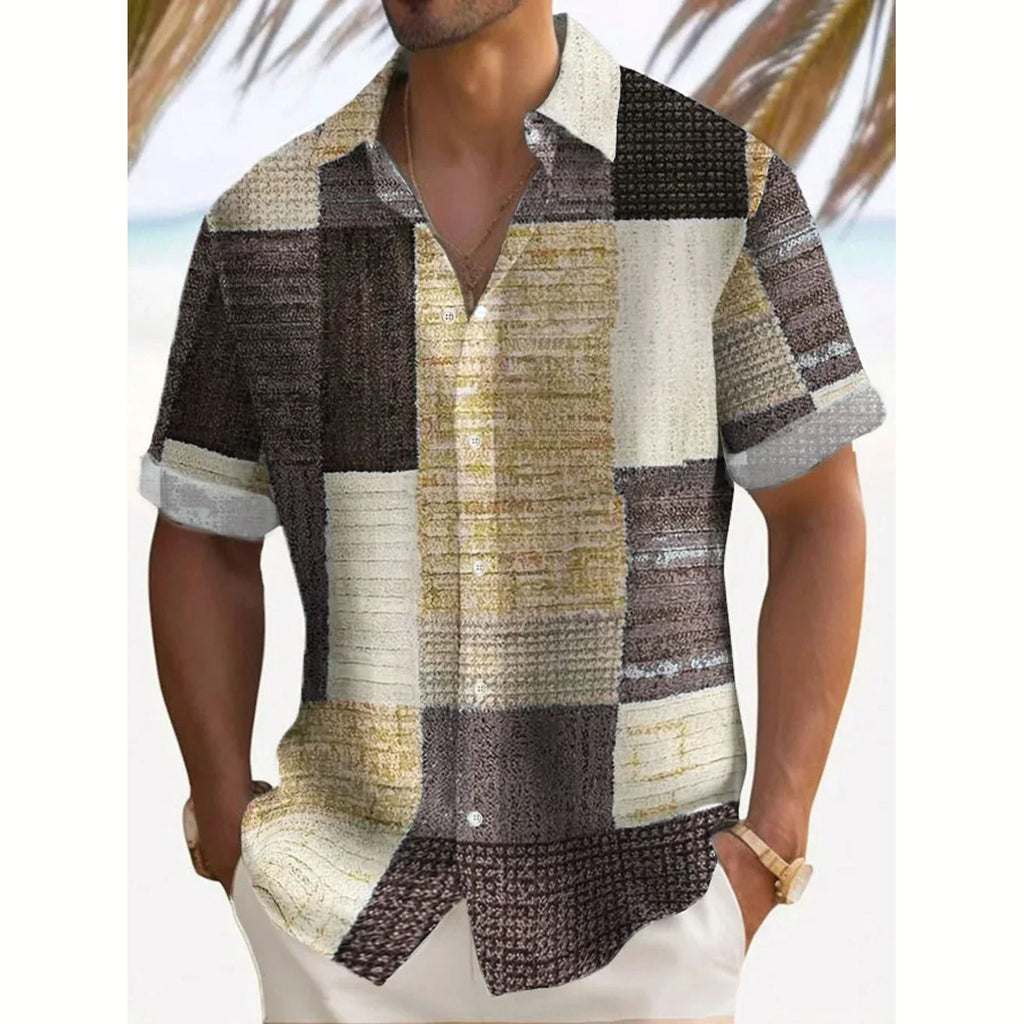 Retro Button-Down Casual Shirt for Men