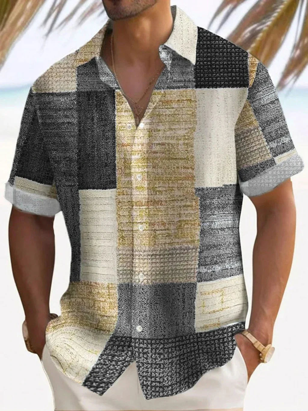 Retro Button-Down Casual Shirt for Men